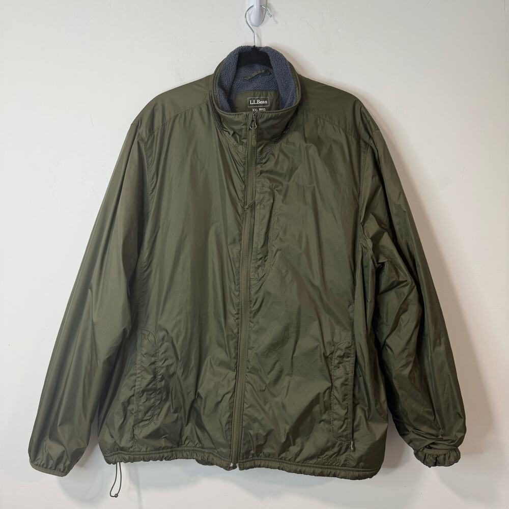 L.L. Bean Men's Jacket Fleece Lined Windbreaker Full‎ Zip Green XXL Reg